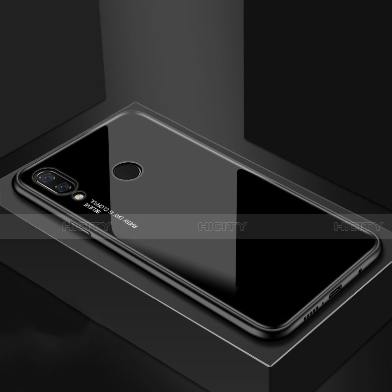 Coque Contour Silicone et Vitre Motif Fantaisie Miroir Etui Housse pour Huawei P Smart+ Plus Noir Plus