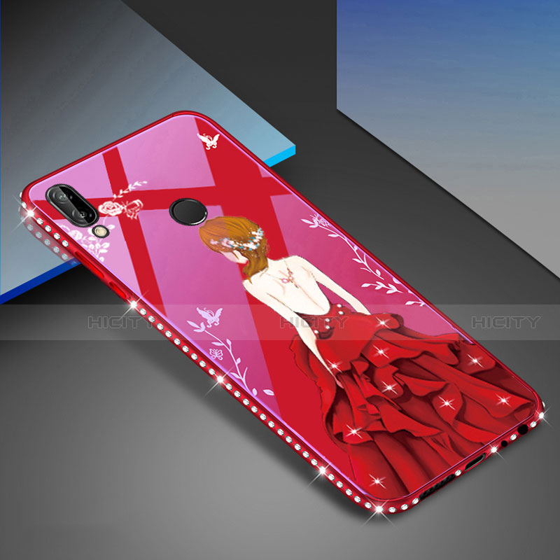 Coque Contour Silicone et Vitre Motif Fantaisie Miroir Etui Housse pour Huawei P20 Lite Rouge Plus