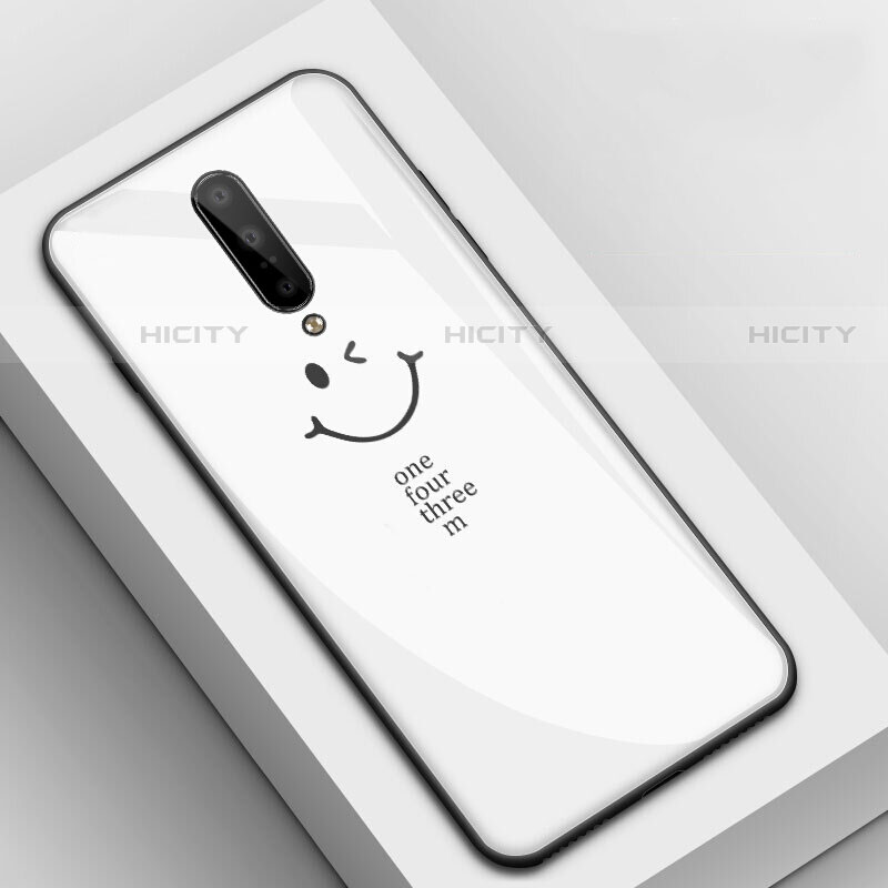 Coque Contour Silicone et Vitre Motif Fantaisie Miroir Etui Housse pour OnePlus 7 Pro Blanc Plus