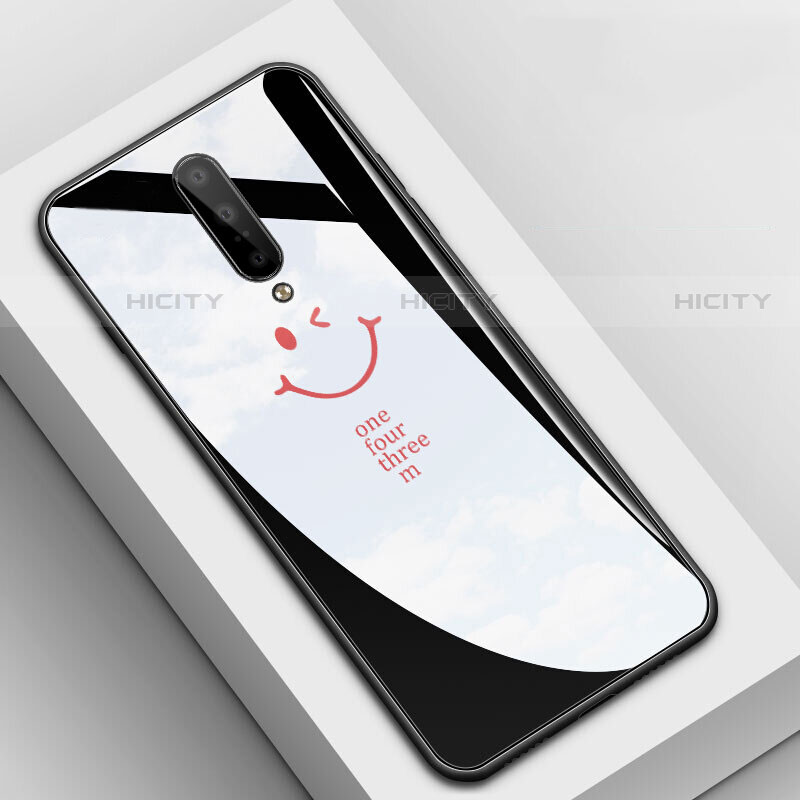 Coque Contour Silicone et Vitre Motif Fantaisie Miroir Etui Housse pour OnePlus 7 Pro Noir Plus