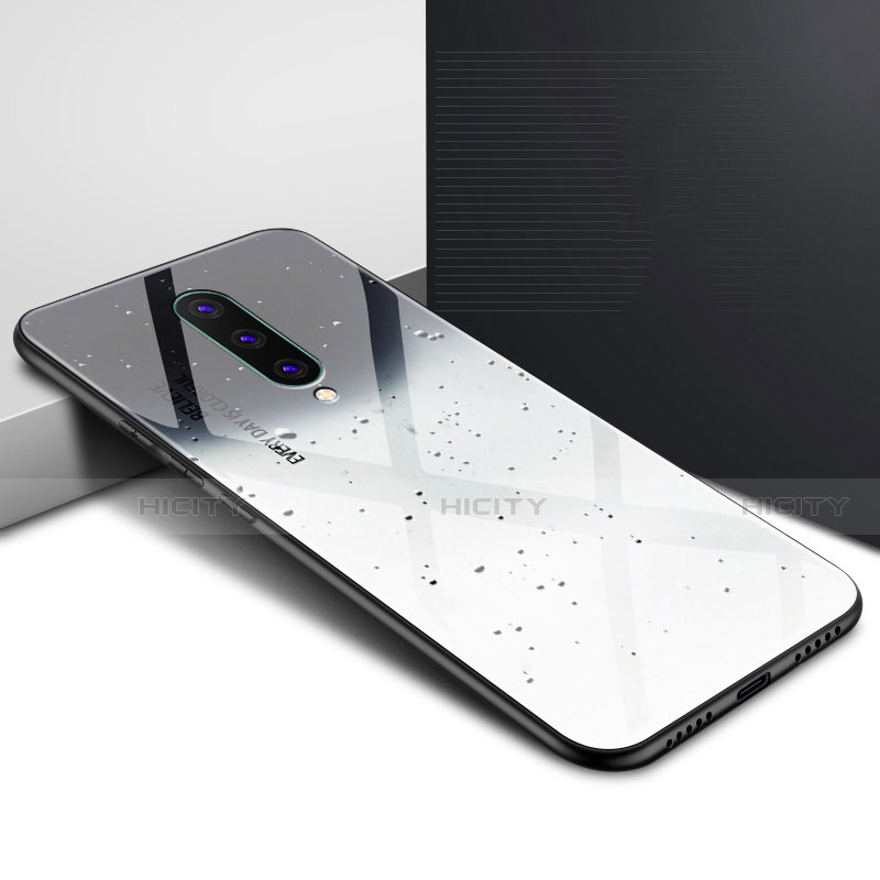 Coque Contour Silicone et Vitre Motif Fantaisie Miroir Etui Housse pour OnePlus 8 Gris Plus