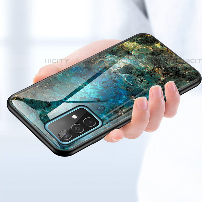 Coque Contour Silicone et Vitre Motif Fantaisie Miroir Etui Housse pour Samsung Galaxy A52 5G Plus