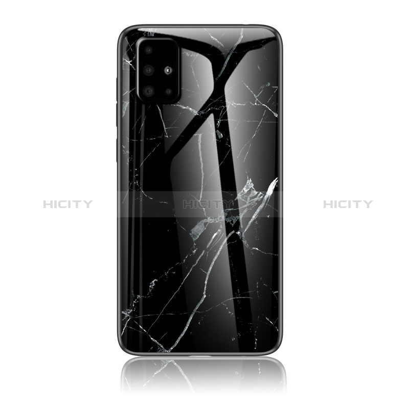 Coque Contour Silicone et Vitre Motif Fantaisie Miroir Etui Housse pour Samsung Galaxy A71 4G A715 Noir Plus