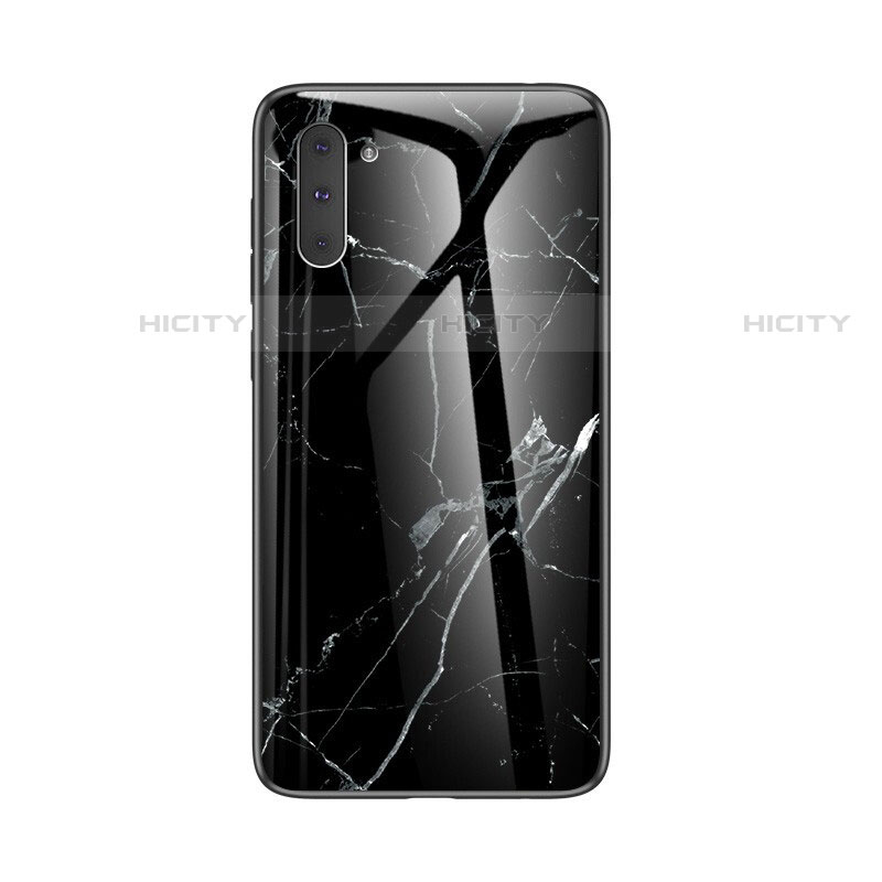 Coque Contour Silicone et Vitre Motif Fantaisie Miroir Etui Housse pour Samsung Galaxy Note 10 5G Noir Plus