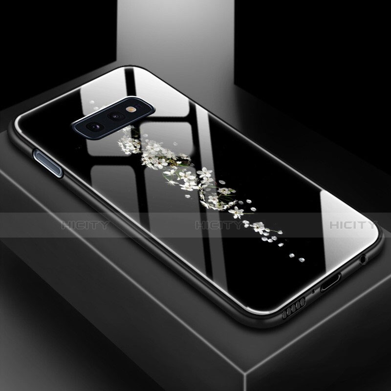 Coque Contour Silicone et Vitre Motif Fantaisie Miroir Etui Housse pour Samsung Galaxy S10e Noir Plus