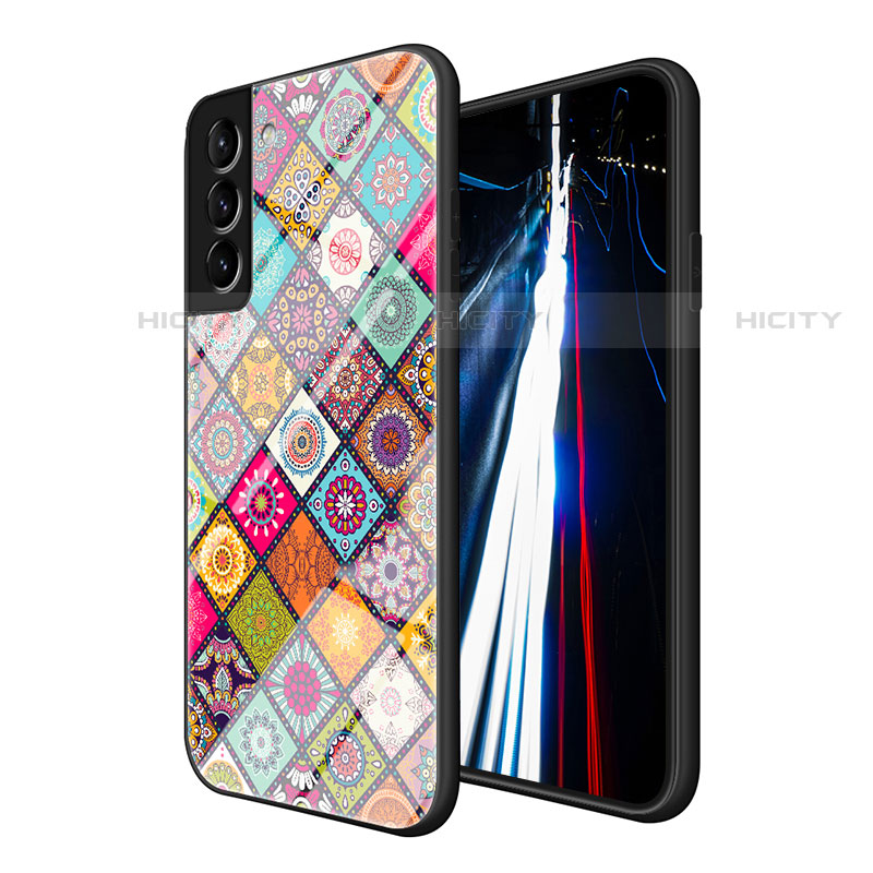 Coque Contour Silicone et Vitre Motif Fantaisie Miroir Etui Housse pour Samsung Galaxy S22 Plus 5G Plus
