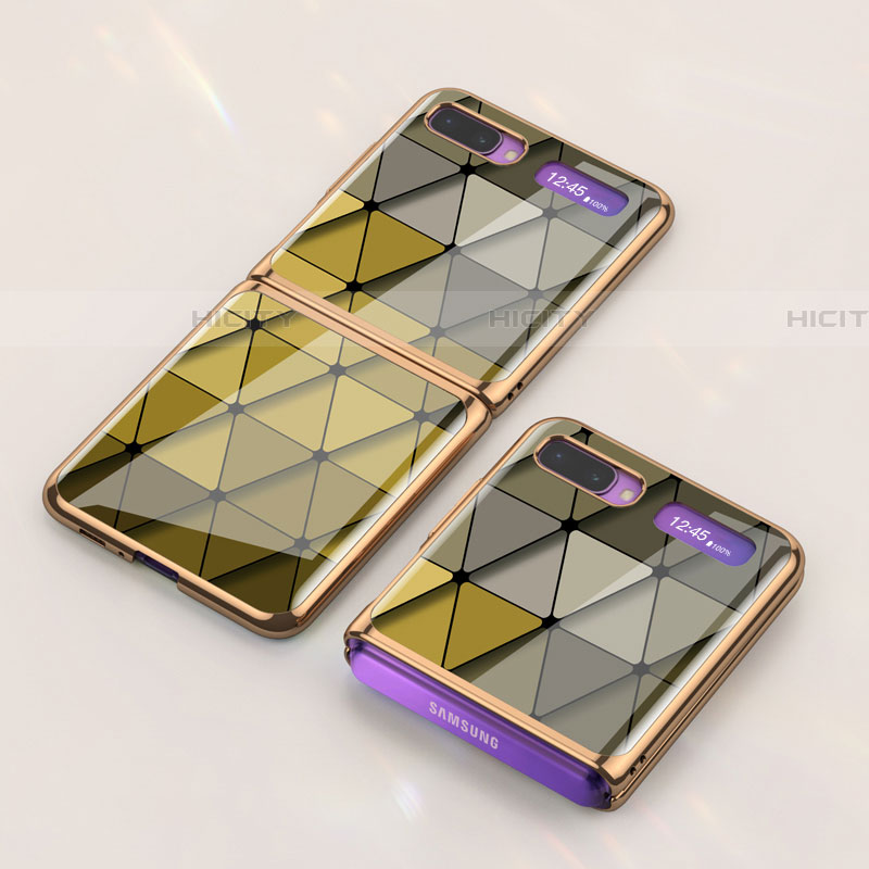 Coque Contour Silicone et Vitre Motif Fantaisie Miroir Etui Housse pour Samsung Galaxy Z Flip 5G Plus