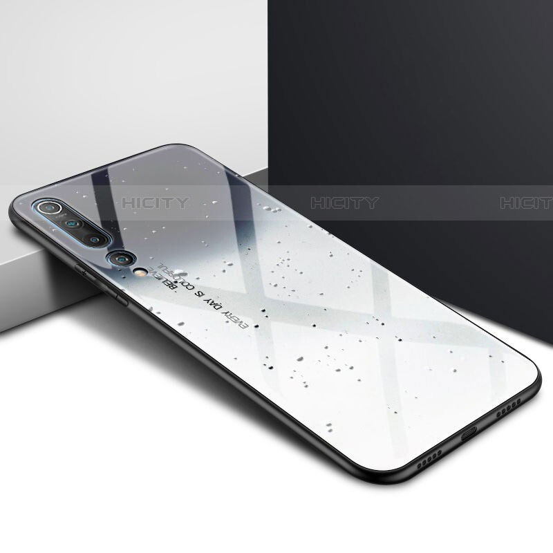 Coque Contour Silicone et Vitre Motif Fantaisie Miroir Etui Housse pour Xiaomi Mi 10 Gris Plus
