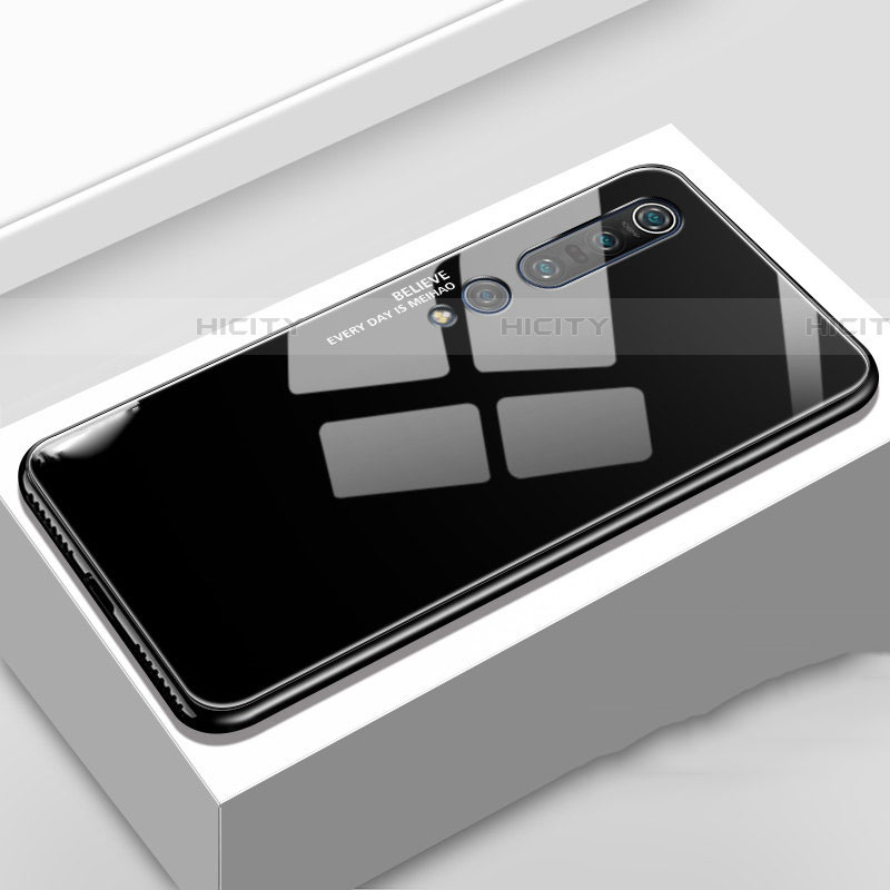 Coque Contour Silicone et Vitre Motif Fantaisie Miroir Etui Housse S01 pour Xiaomi Mi 10 Pro Noir Plus