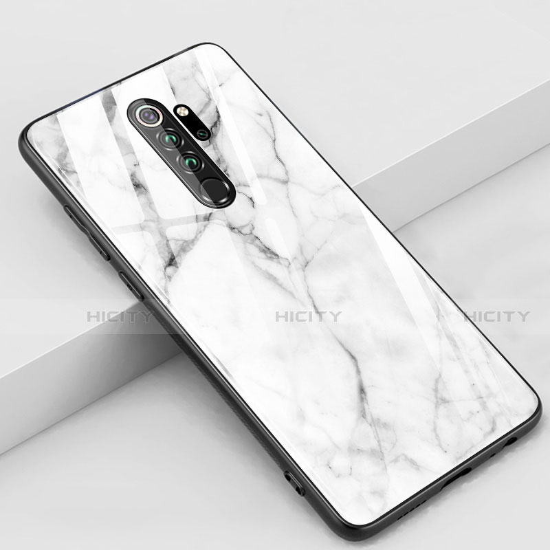 Coque Contour Silicone et Vitre Motif Fantaisie Miroir Etui Housse S03 pour Xiaomi Redmi Note 8 Pro Blanc Plus
