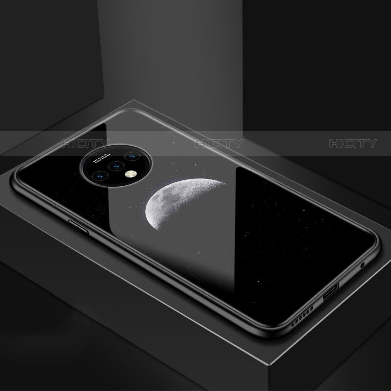 Coque Contour Silicone et Vitre Paillette Etoile Miroir Etui Housse pour OnePlus 7T Noir Plus