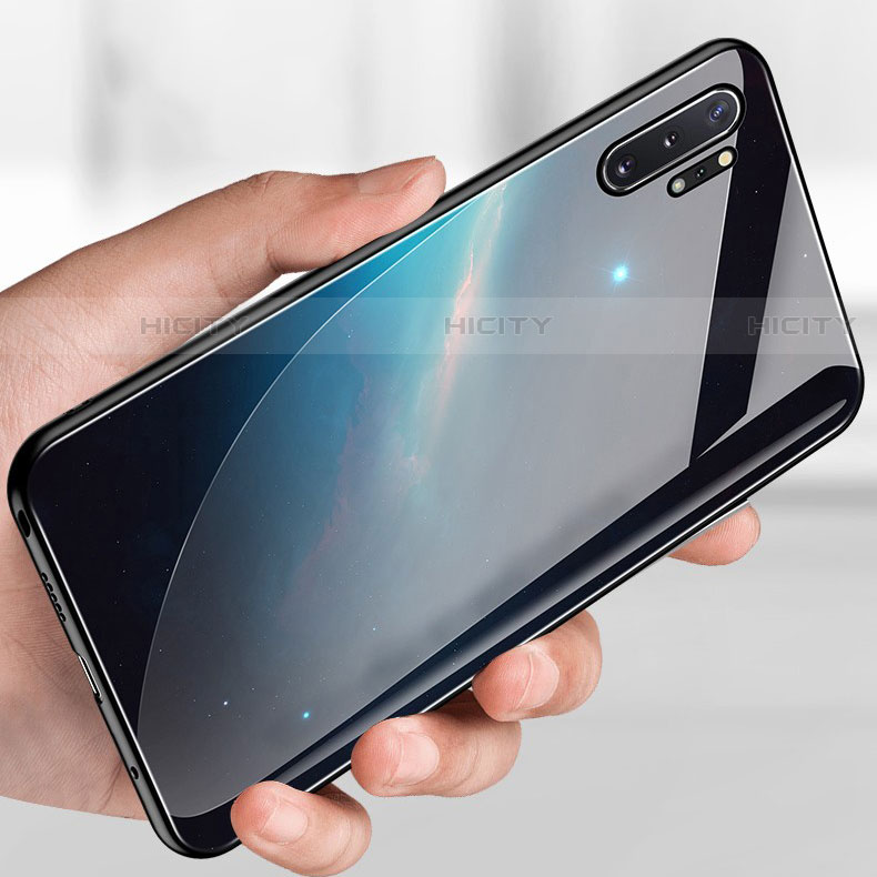 Coque Contour Silicone et Vitre Paillette Etoile Miroir Etui Housse pour Samsung Galaxy Note 10 Plus 5G Plus