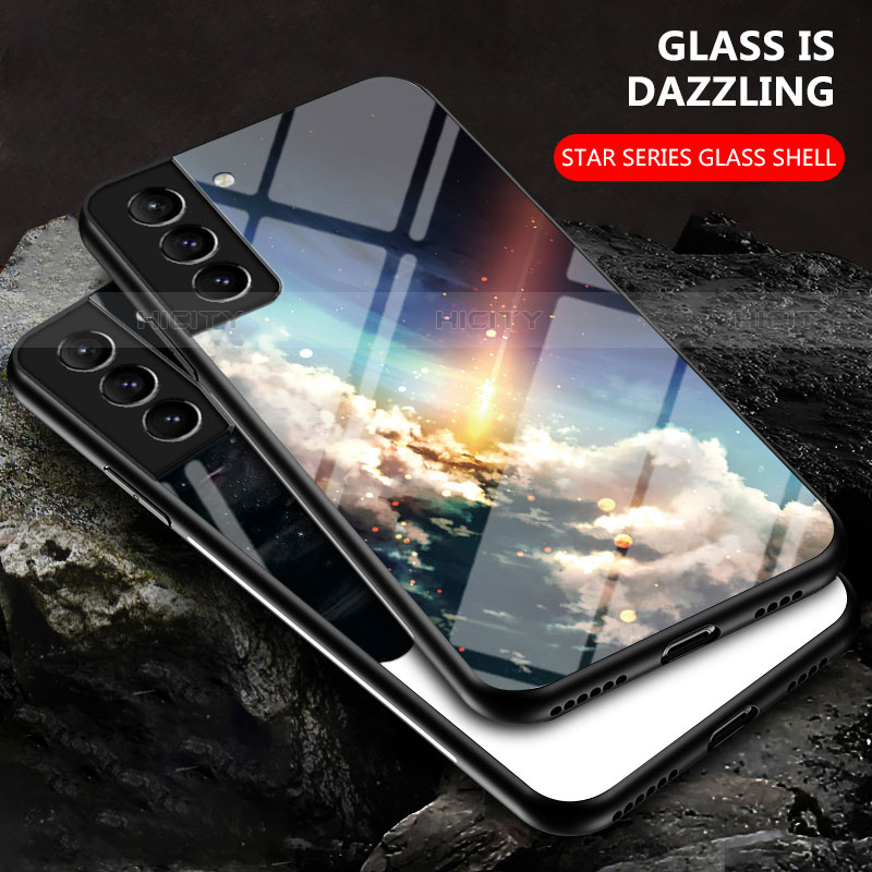 Coque Contour Silicone et Vitre Paillette Etoile Miroir Etui Housse pour Samsung Galaxy S21 5G Plus