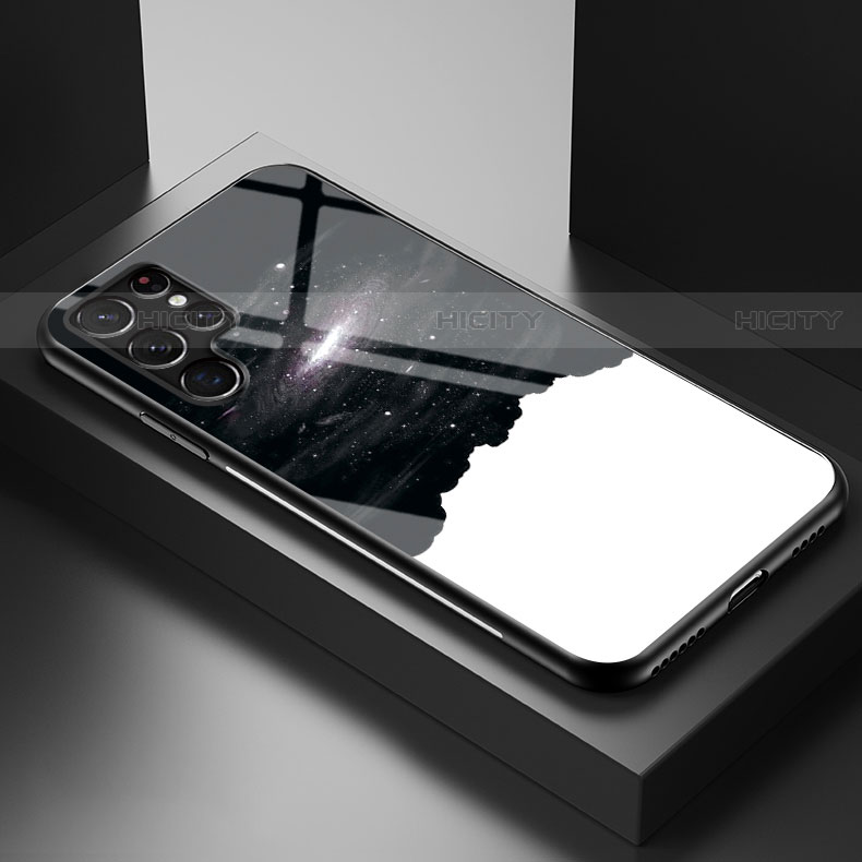 Coque Contour Silicone et Vitre Paillette Etoile Miroir Etui Housse S01 pour Samsung Galaxy S23 Ultra 5G Plus