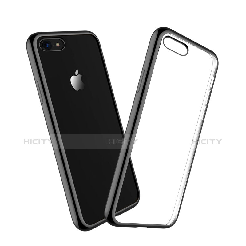 Coque Contour Silicone et Vitre Transparente Mat pour Apple iPhone 7 Noir Plus