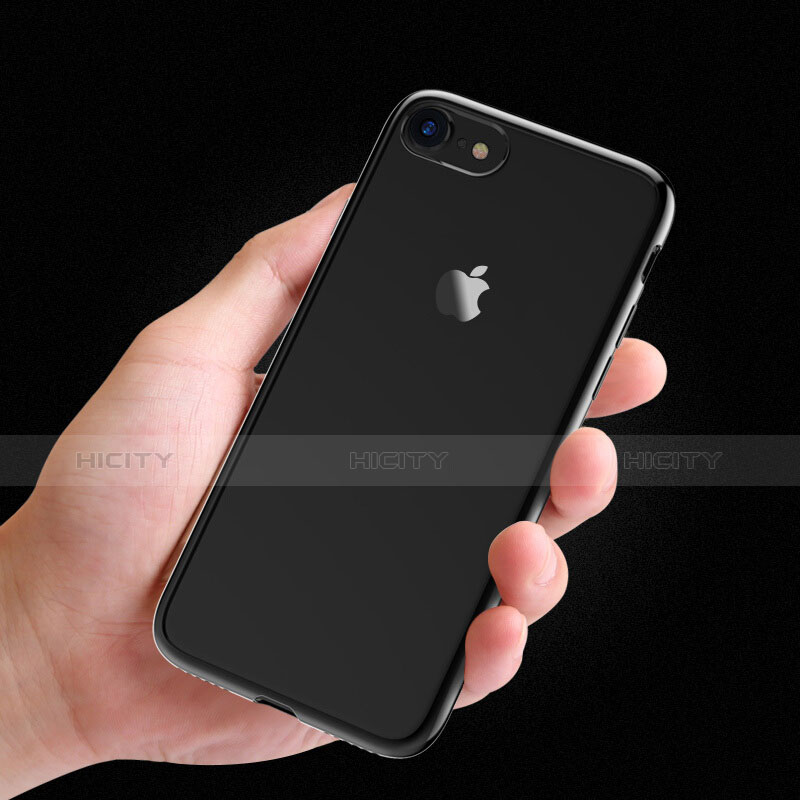Coque Contour Silicone et Vitre Transparente Mat pour Apple iPhone 7 Noir Plus