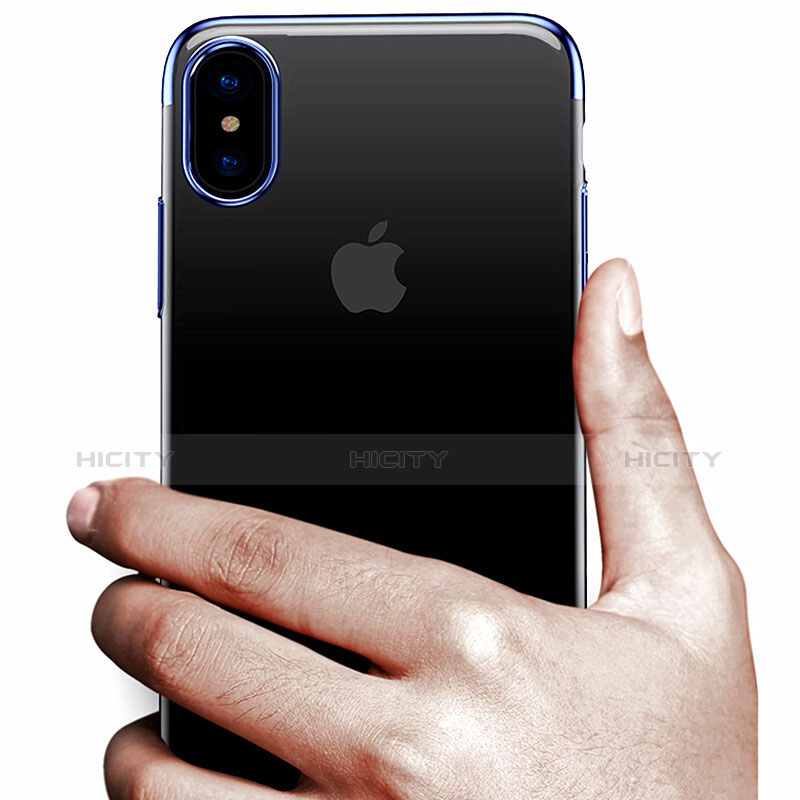 Coque Contour Silicone et Vitre Transparente Mat pour Apple iPhone Xs Max Bleu Plus