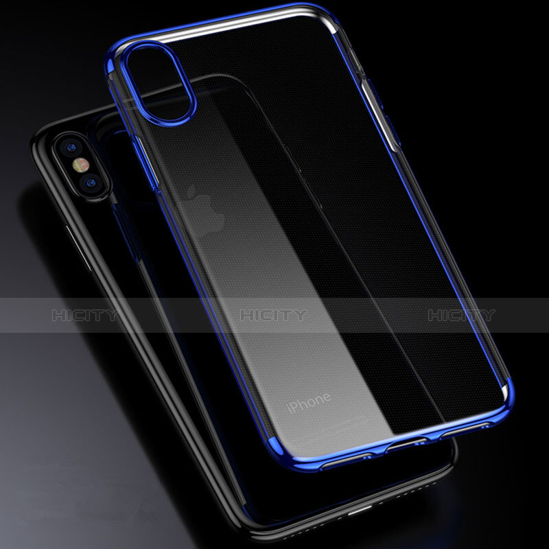 Coque Contour Silicone et Vitre Transparente Mat pour Apple iPhone Xs Max Bleu Plus