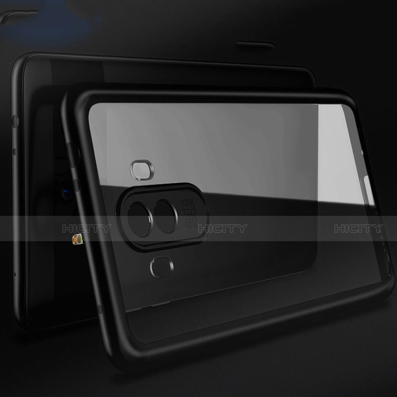 Coque Contour Silicone et Vitre Transparente Mat pour Huawei Mate 10 Noir Plus
