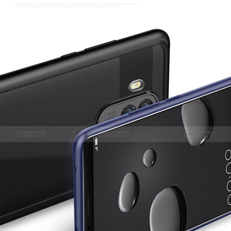Coque Contour Silicone et Vitre Transparente Mat pour Huawei Mate 10 Noir Plus