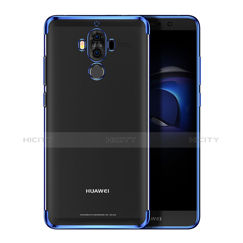 Coque Contour Silicone et Vitre Transparente Mat pour Huawei Mate 9 Bleu Plus