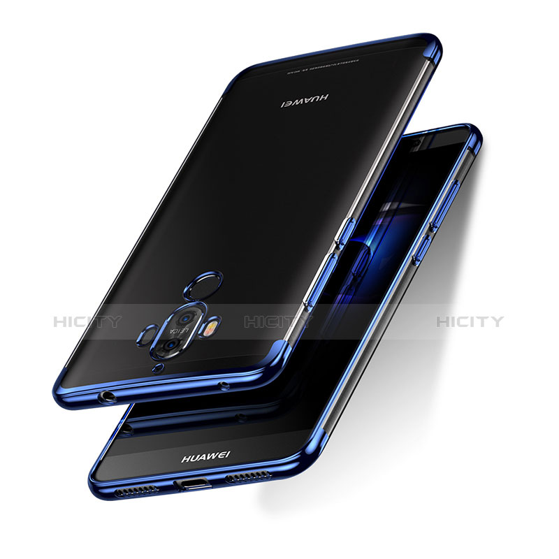 Coque Contour Silicone et Vitre Transparente Mat pour Huawei Mate 9 Bleu Plus