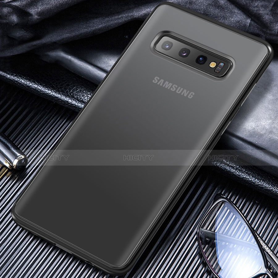 Coque Contour Silicone et Vitre Transparente Mat pour Samsung Galaxy S10 Noir Plus
