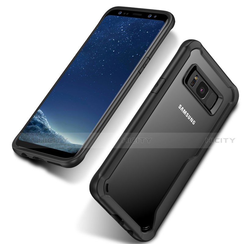 Coque Contour Silicone et Vitre Transparente Mat pour Samsung Galaxy S8 Plus Noir Plus