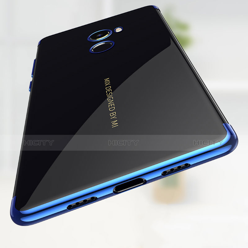 Coque Contour Silicone et Vitre Transparente Mat pour Xiaomi Mi Mix 2 Bleu Plus
