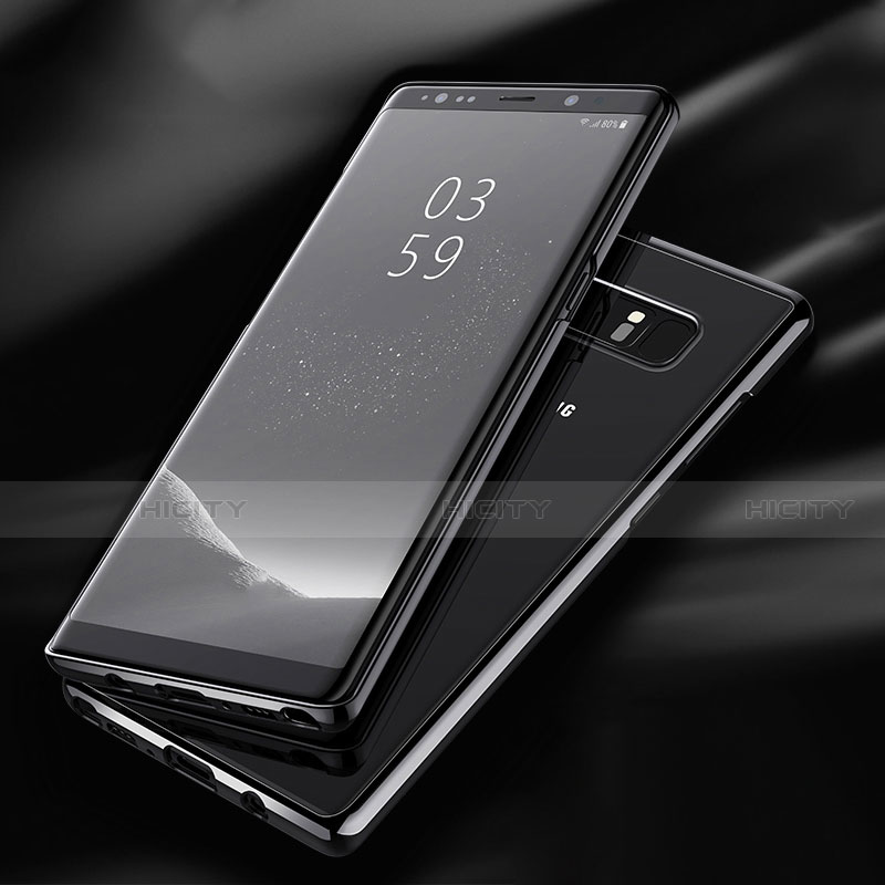 Coque Contour Silicone et Vitre Transparente Mat R02 pour Samsung Galaxy Note 8 Duos N950F Noir Plus