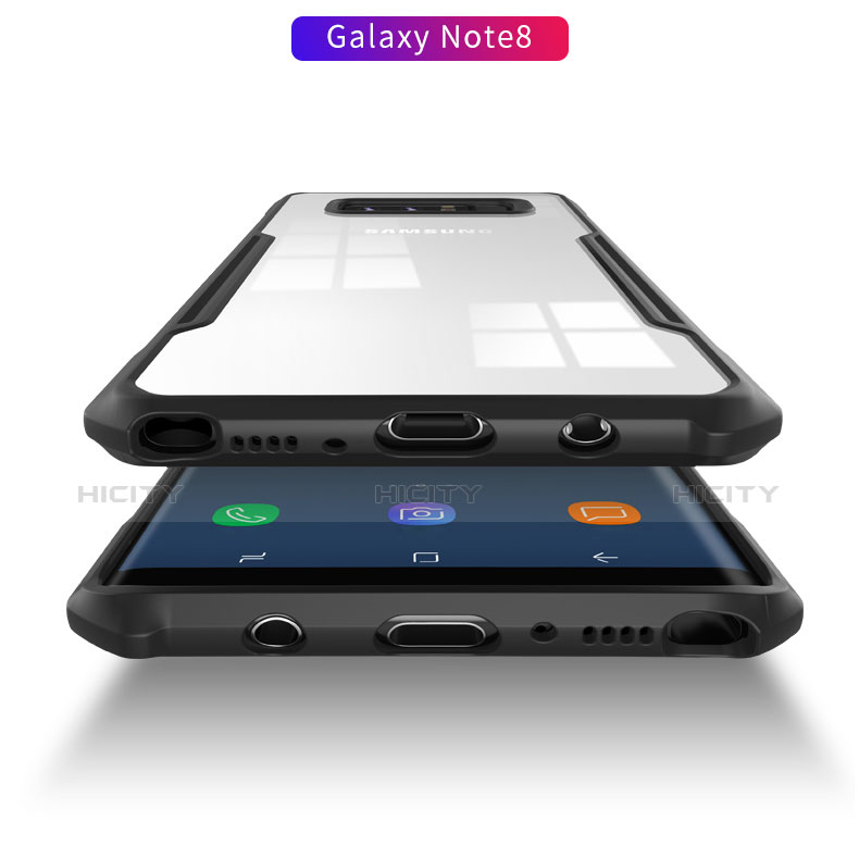 Coque Contour Silicone et Vitre Transparente Mat R04 pour Samsung Galaxy Note 8 Noir Plus