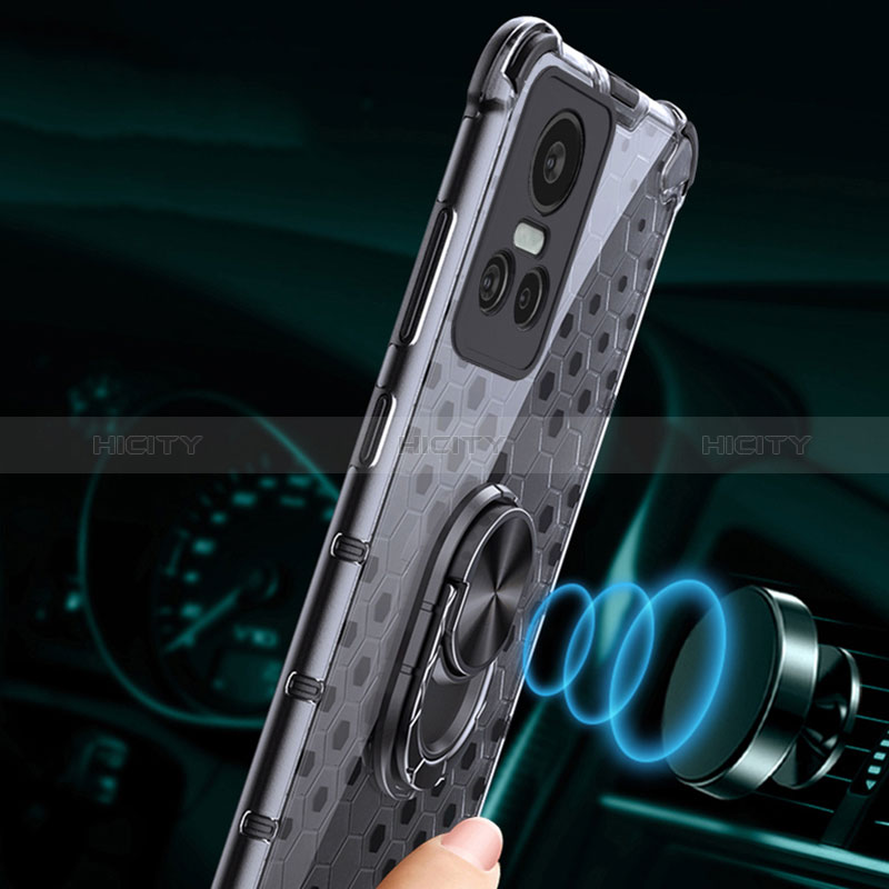 Coque Contour Silicone et Vitre Transparente Miroir 360 Degres avec Support Bague Anneau Aimante Magnetique AM1 pour Realme GT Neo3 5G Plus