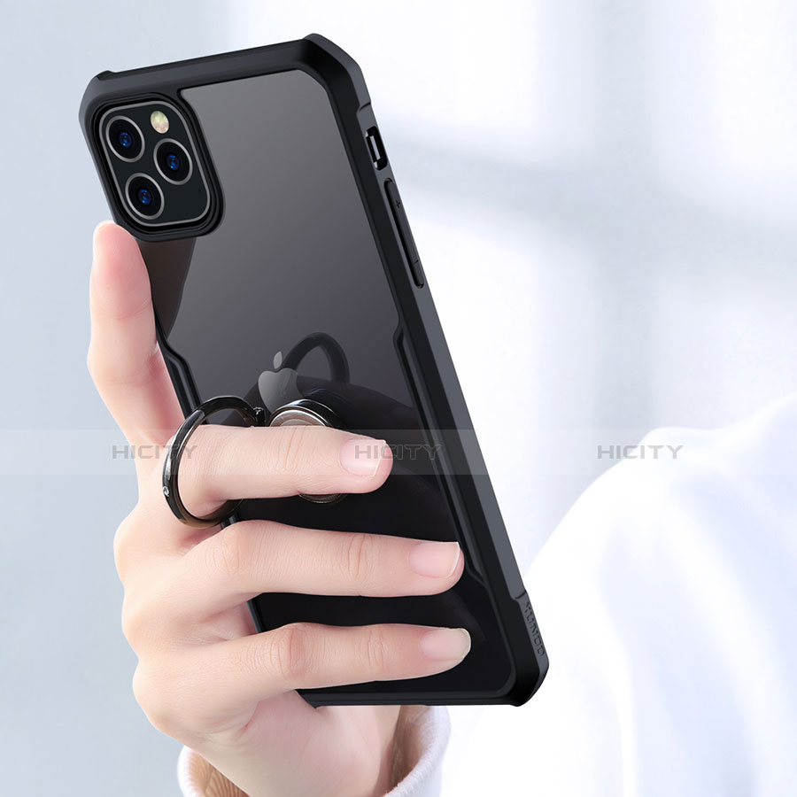 Coque Contour Silicone et Vitre Transparente Miroir 360 Degres avec Support Bague Anneau Aimante Magnetique pour Apple iPhone 11 Pro Max Plus