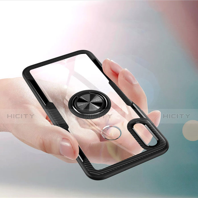 Coque Contour Silicone et Vitre Transparente Miroir 360 Degres avec Support Bague Anneau Aimante Magnetique pour Huawei Honor 10 Lite Plus