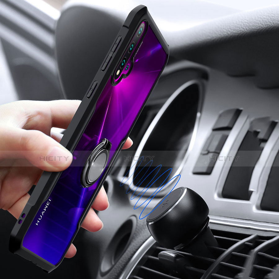 Coque Contour Silicone et Vitre Transparente Miroir 360 Degres avec Support Bague Anneau Aimante Magnetique pour Huawei Nova 5 Pro Plus