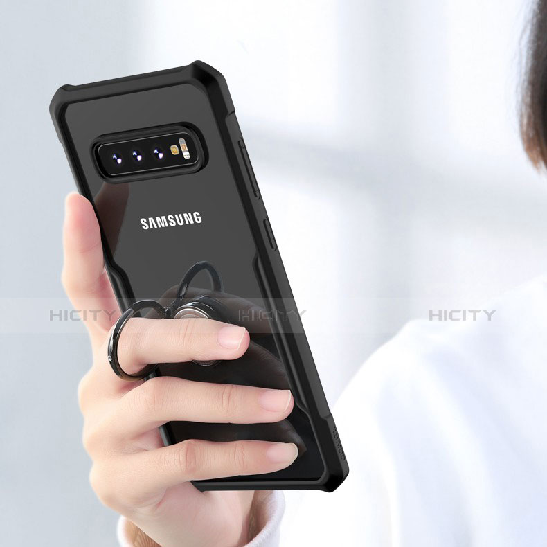 Coque Contour Silicone et Vitre Transparente Miroir 360 Degres avec Support Bague Anneau Aimante Magnetique pour Samsung Galaxy S10 Plus Plus