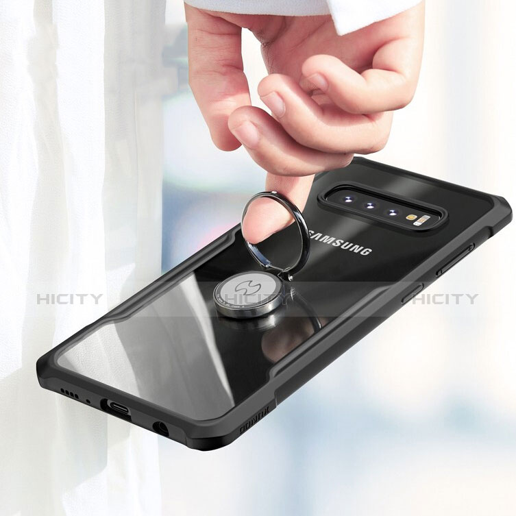 Coque Contour Silicone et Vitre Transparente Miroir 360 Degres avec Support Bague Anneau Aimante Magnetique pour Samsung Galaxy S10 Plus Plus
