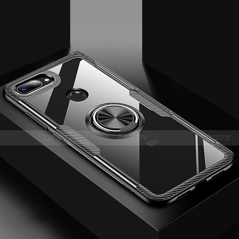 Coque Contour Silicone et Vitre Transparente Miroir 360 Degres avec Support Bague Anneau Aimante Magnetique pour Xiaomi Mi 8 Lite Plus