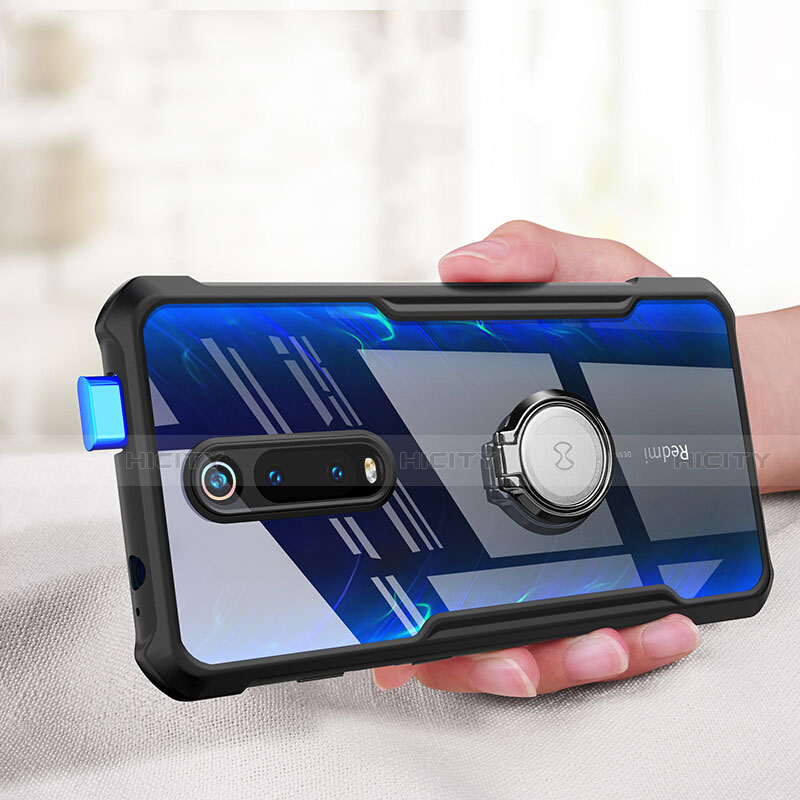 Coque Contour Silicone et Vitre Transparente Miroir 360 Degres avec Support Bague Anneau Aimante Magnetique T01 pour Xiaomi Mi 9T Plus
