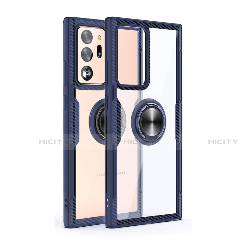 Coque Contour Silicone et Vitre Transparente Miroir 360 Degres avec Support Bague Anneau Aimante Magnetique T02 pour Samsung Galaxy Note 20 Ultra 5G Plus