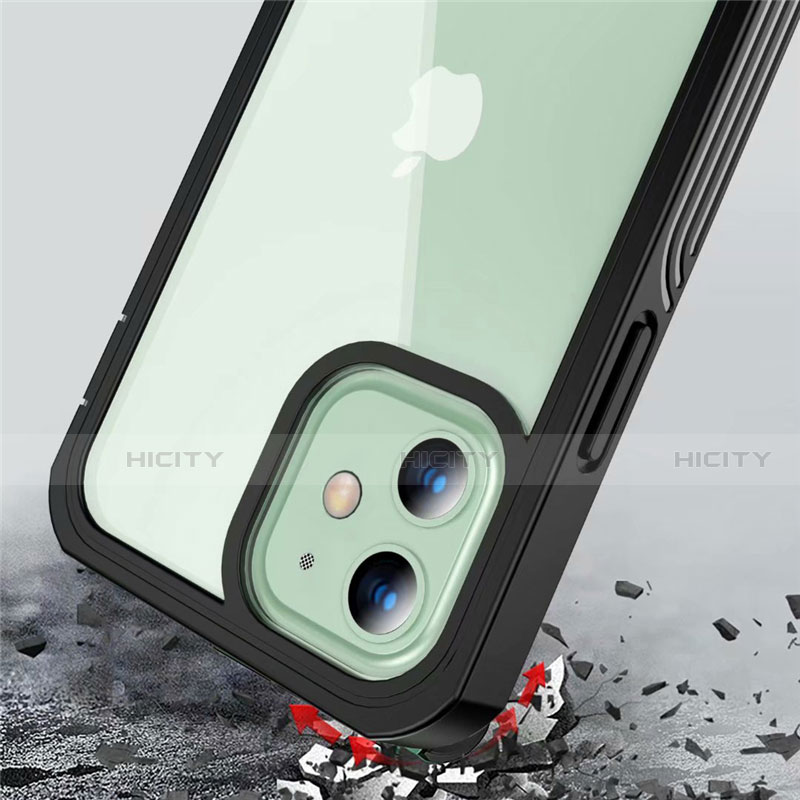 Coque Contour Silicone et Vitre Transparente Miroir 360 Degres pour Apple iPhone 12 Noir Plus