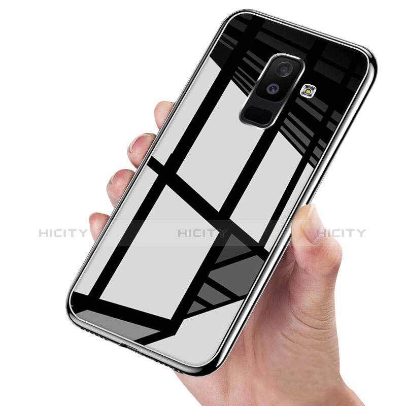 Coque Contour Silicone et Vitre Transparente Miroir 360 Degres pour Samsung Galaxy A6 Plus Noir Plus