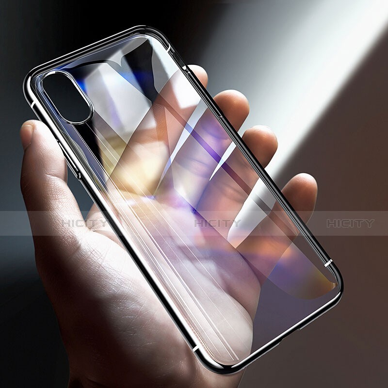 Coque Contour Silicone et Vitre Transparente Miroir 360 Degres T02 pour Apple iPhone Xs Max Noir Plus