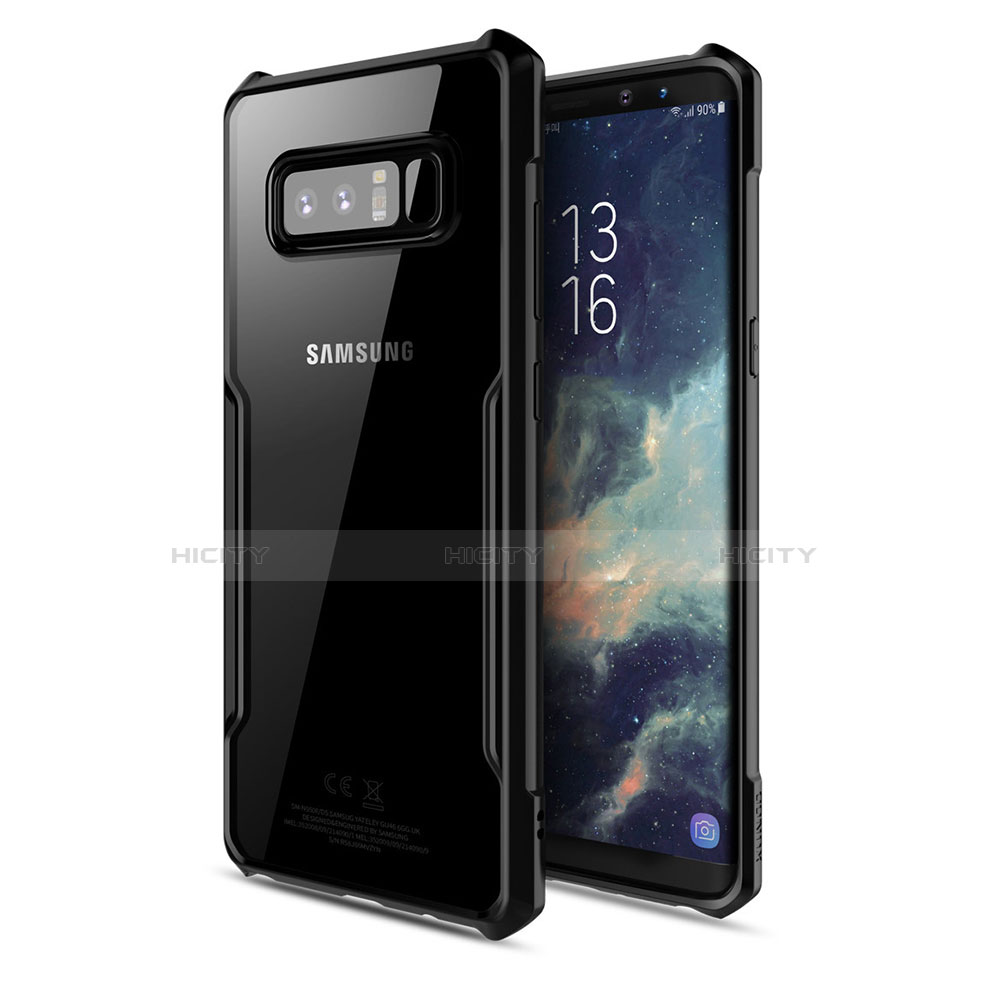 Coque Contour Silicone et Vitre Transparente Miroir 360 Degres T03 pour Samsung Galaxy Note 8 Noir Plus