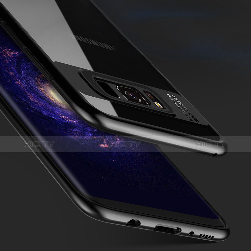Coque Contour Silicone et Vitre Transparente Miroir 360 Degres T03 pour Samsung Galaxy S8 Noir Plus