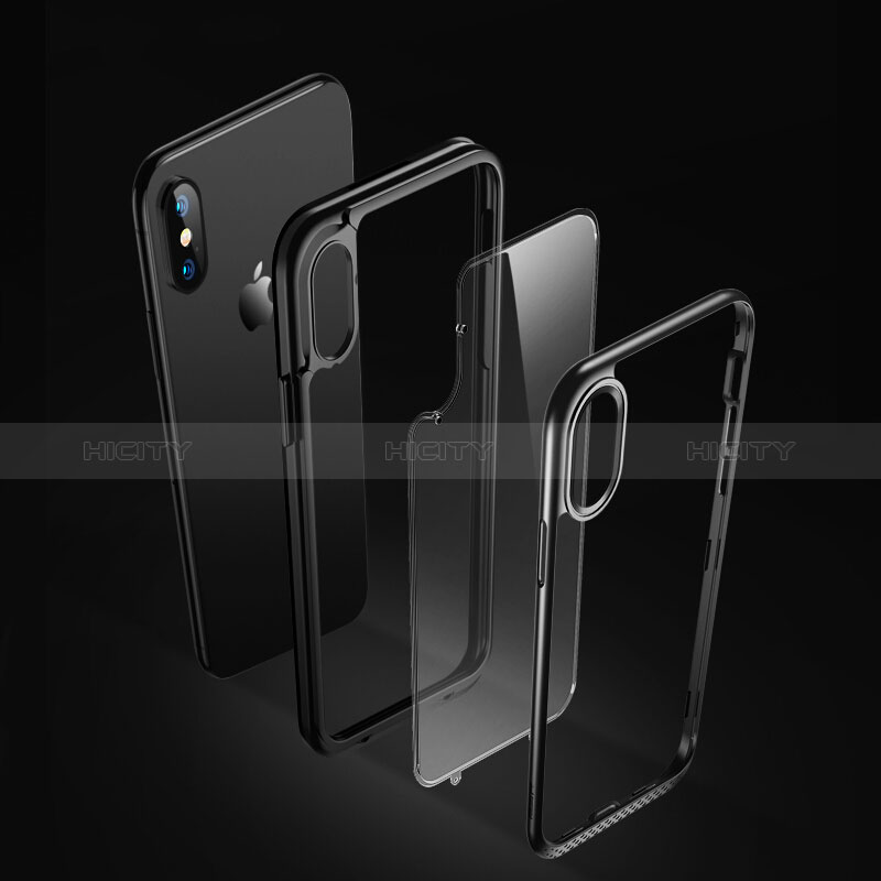 Coque Contour Silicone et Vitre Transparente Miroir 360 Degres T08 pour Apple iPhone Xs Max Noir Plus