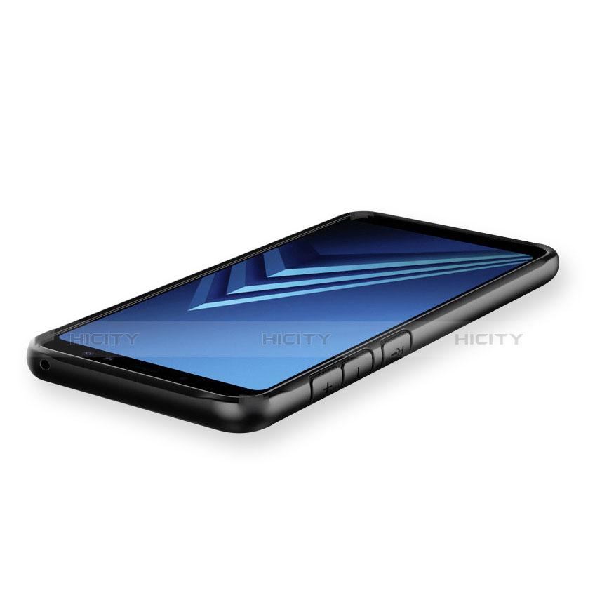 Coque Contour Silicone et Vitre Transparente Miroir Housse Etui pour Samsung Galaxy A8+ A8 Plus (2018) Duos A730F Plus