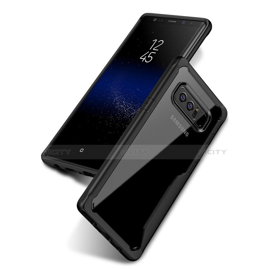 Coque Contour Silicone et Vitre Transparente Miroir Housse Etui pour Samsung Galaxy Note 8 Duos N950F Plus