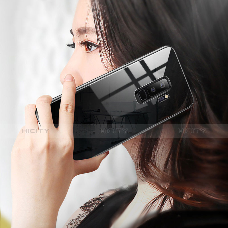 Coque Contour Silicone et Vitre Transparente Miroir Housse Etui S01 pour Samsung Galaxy S9 Plus Plus