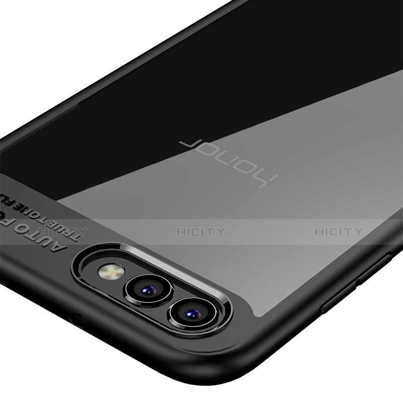 Coque Contour Silicone et Vitre Transparente Miroir pour Huawei Honor V10 Noir Plus
